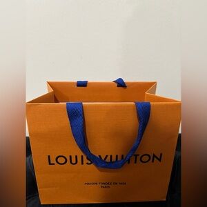Louis Vuitton Bold Orange Shopping Bag with Blue Straps